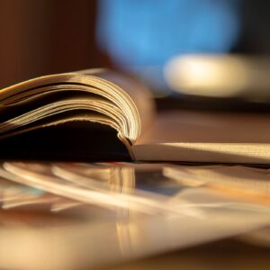 tour photos and travel journal, on table in sunlight